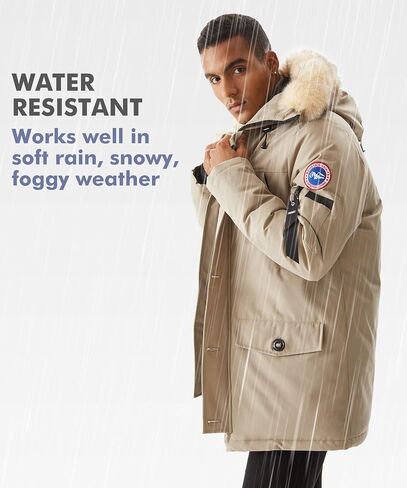 PUREMSX Winter Jackets for Men, Insulated Thick Warm Padded Puffer Coat with Fur Hood in Saudi Arabia