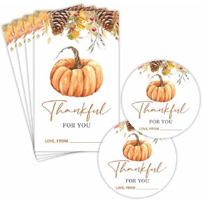 Thankful For You Sticker Kit - Watercolor Pumpkin Pie - 2 Inch Round Label & Tag Shaped Stickers, Thanksgiving Day, Autumn, Fall Envelopes Seal, Box, Bag, Party Favor & Decorations(Pack Of 40 Pcs) -21