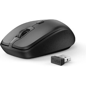 BreSii Bluetooth Mouse and Mouse Pad Wireless Mouse for Laptop, Silent Mouse 2.4G/BT Ambidextrous Ergonomic Curve Design Adjustable DPI & USB Nano Receiver for Android PC Notebook Computer Mac-Black