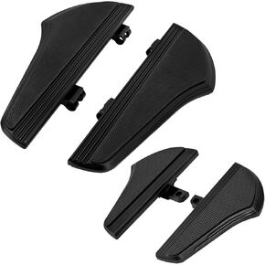 Motorcycle Floorboards Front Rear Foot Pegs Footboards Set Fit for Harley Touring Electra Glide Road Glide Road King Street Glide 2 Pairs (Color:Black)
