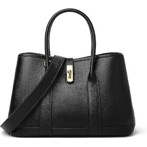 DORIS&JACKY Leather Tote Bag For Women Designer Shoulder Purse With Wide Strap