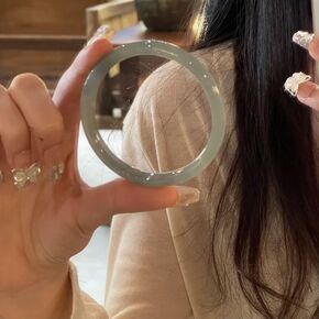 8mm Natural Jade Bangle Bracelet for Women Retro Elegance Jade Bangle Bracelet Good Luck Bangle Bracelet Mother's Day s Jewelry s Natural Round Jade Bangle Bracelet for Women