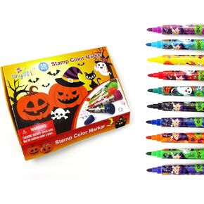 TINYMILLS Halloween Stamp Color Marker Set, 10 Pieces