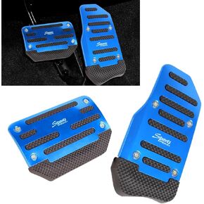 2 PCS Automatic Car Transmission Pedal Covers Kit, 3.11" x 5.9" Throttle + 5.12" x 3.54" Brake Alloy Structure Metal Rubber Non-slip Pedal, Punch-free Installation Accessories (Red)