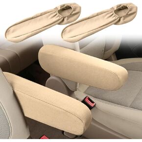 2PC Car Front Seat Armrest Covers,Universal Size Seat Arm Rest Cover,Flat Cloth Fabric Armrest Cover,Car Interior Accessories(Black,1Pair)