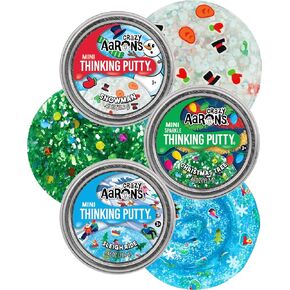 Crazy Aaron's Putty Mini Tins 2024 Holiday (Christmas) Set with Snowman, Christmas Tree and Sleigh Ride - 3 Pack (.46oz Each)