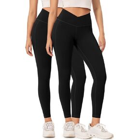ODODOS 2 Pack Buttery Soft Cross Waist Leggings with Pockets for Women, ODCLOUD 25" / 28" Crossover Lounge Yoga Pants