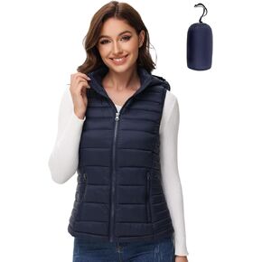 MIDNIGHTSUN Women’s Packable Puffer Vest Lightweight Hooded Full Zip Warm Winter Puffy Vest in Saudi Arabia