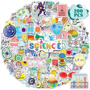 200 PCS Science Stickers Pack Educational Chemistry Biology Physics Stickers for Kids Students Teacher Science Party Decor Classroom Lab for Water Bottles Laptop Binders Notebook