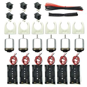 EUDAX 6 Set Small DC motor Mini Electric Hobby Motors 1.5V-3V 24000RPM with 2x1.5V AA Battery Holder Case,Motor Bracket,Rocker Switch and 12Pcs 25cm Electronic wire for DIY toys