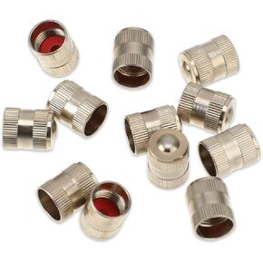 12Pcs Brass Tire Valve Caps Metal Valve Stem Caps Heavy-Duty Stem Covers with Rubber Gasket Air Valve Caps Chrome Plated Brass Tire Valve Stem Covers for Truck