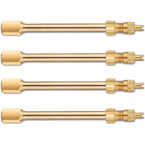 Valve Stem Extension, 4 Pcs 100mm 4 Inch Tire Valve Extension Brass Dually Valve Stem Extenders, Heavy Duty, Universal for RV Tires, Truck, Motorhome, Pickup, Motorcycle, Bike, Trailer (Gold)
