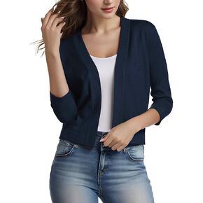 Women's Shrug Sweaters 3/4 Sleeve Cropped Cardigan Trendy Casual Open Front Jacket Coats in Kuwait