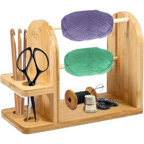 LIQING Yarn holder dispensers for crochet, crochet yarn holders Portable yarn holders, double rotating yarn ball holders for crochet, handmade wooden yarn dispensers
