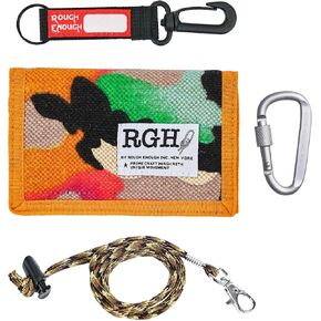 Rough Enough Girls Wallet for Teen Kids with Neck Lanyard Keychain Canvas Classic Casual Vintage Classic Orange Camo