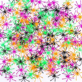 120pcs Realistic Plastic Spiders 4 Colors Small Fake Spider Prank Props for Halloween Home Party Decoration Supply,Black,Orange,Purple and Green