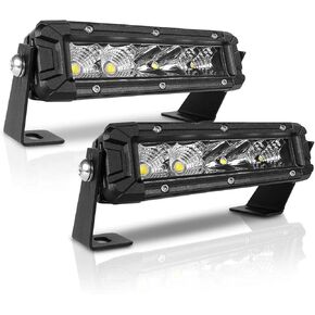 LED Light Bar 6 Inch 60W Single Row Flood Spot Beam Combo 6000LM Off Road Light Driving Light for Pickup SUV ATV UTV Truck Boat （2 Pcs）