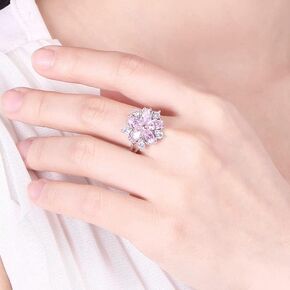 925 Sterling Silver Zircon Ring Romantic Flower Diamond Sakura Ring Unique Eternal Commitment Ring Engagement Party Fashion Wedding Engagement Ring Jewelry-Making-Patterns