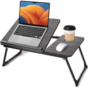 Laptop Desk for Bed Couch,Adjustable Bed Table Laptop Table with Foldable Leg Cup Holder,Laptop Stand for Bed,Bed Desk for Laptop,Portable Lap Desk Bed Tray Table for Laptop and Writing Eating,Black