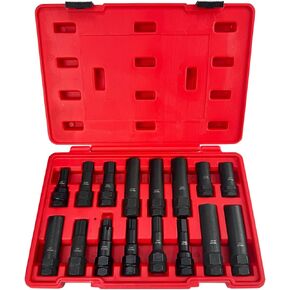 مجموعة مفاتيح رئيسية مكونة من 16 قطعة من TR TOOLROCK، مجموعة إزالة قفل العجلات SAE & Metry، مجموعة مزيل صواميل العروة لإزالة قفل المفتاح النجمي السداسي وصواميل العروة السداسية المخددة in Kuwait