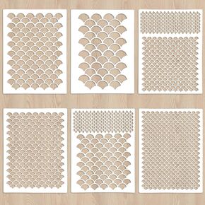 Giantree 6 Pcs Fish Scale Stencils, Mermaid Scale Stencils Reusable Face Painting Stencils DIY Art Painting Templates for Painting on Walls, Bodies, Fabrics, Furniture