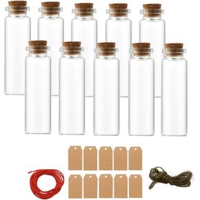 Glass Bottles Small Bottles For Liquids Small Glass Bottles Glass Bottles With Cork Three-Style Decorative Bottles DIY Decoration Art Display Plant Food Storing, Cork Concave-Neck 10ml