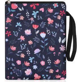 Book Sleeve Book Protector with Zipper - Floral Book Covers for Teen Adult Book Lover Book Pouch for Hardcover Paperbacks Washable Fabric for Women Teacher Students Reader (11.8 X 8.6 Inch)