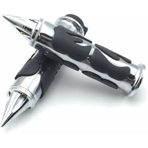 HONGK- Motorcycle Chrome Spike Comfort Rubber Flame Hand Grip 25mm 1" 1 inch Compatible with Suzuki Intruder Boulevard C90 C50 M50 Volusia Marauder 800 [B01ETS4C1Q]