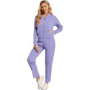Women's Two Piece Tracksuit Long Sleeve Zip Up Sweatshirt Long Pants Outfits Jogger Sweatsuit Sets