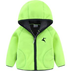 Mud Kingdom Boys Girls Fleece Jackets with Hood Outerwear Long Sleeve Deer Pattern Zipper Tops