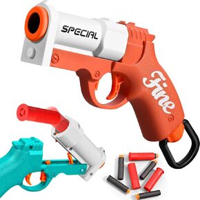 2 Pack Toy Fake Gun Model Pistol Toy Gun for Boy with Ejecting Shell Soft Bullets,Realistic Toys Foam Blaster Play Gun Toy with Soft Bullet Look Real Action Mini Pistol Model for Children Age 8+