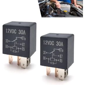 4 PCS Car DC 12V 5 Pin Starter Relay, Multi-Function Oil Pump Air Conditioner Front Lighting Bulb Fan Relay, Modified Heavy-Duty Plug and Play Relay Accessories, Universal for Cars (Black)