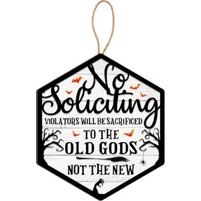 LHIUEM Rustic No Soliciting Door Signs For Home,Funny No Solicitors Sign Hanging Decorations(11X12inch) Do not Knock or Ring Doorbell Wooden Signs for Home,House,Front Door Decor