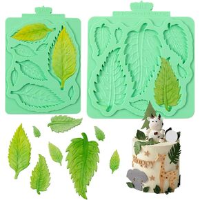 KALAIEN Leaf Molds Silicone,Leaves Chocolate Mold Leaf Fondant Molds Silicone for Clay Crafts Air Dry,3D Candy Gumpaste Moulds Set of 2