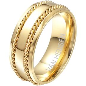 Van Heusen Men's Stainless Steel Polished Twist Inlay Wedding Band Ring