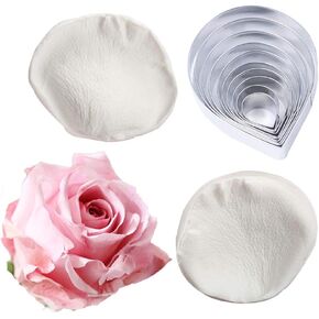 10 Pcs Austin Rose Cutter Set and 2 Pcs Rose Petals Shape Silicone Fondant Mold Veining Petal Sugar Flower Making Tool Cake Decorating Gumpaste Flowers Decor Kit