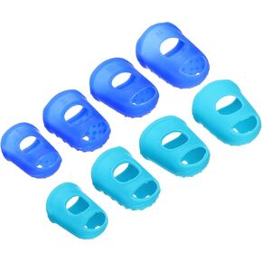 PATIKIL Rubber Finger Tips, 16 Pack Silicone Thumb Fingertip Protector Covers Pads Thimble for Guitar Playing Office Counting Sewing, Blue, Sky Blue 4 Size