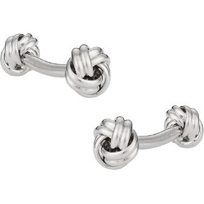 Cuff-Daddy Mens Fashion Unique Double Sided Silver Knot Cufflinks for Wedding with Presentation Jewelry Box Suitable for Gifting Special Occasions Business Shirt Studs Classic Design Cufflinks