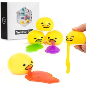 4- 4-PCS Puking Egg Yolk Stress Balls,Halloween Eggs Toys,Vomiting Disgusting Egg Yolk Ball Toy,Funny Gag Gifts,Puking Slime Egg Yolk Stress Ball,Stress Relief Toys