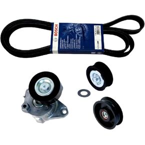 Drive Belt Kit w/Tensioner Assembly & 2 Idler Pulleys for Mercedes C300 (08-12)
