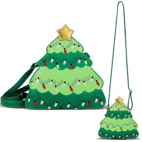 Christmas Tree Crossbody Purse for Women Holiday Handbags Cute Trendy Christmas Purse Decorated Xmas Tree Shoulder Bag for Ladies Xmas Gifts
