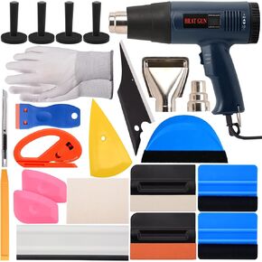 EHDIS Window Tint Tool Kit Vinyl Wrap Installation Tool with Heat Gun for Car Wrapping Window Tint Film Applicator with Felt Tint Squeegee,Vinyl Cutter,Razor Scraper,Vinyl Magnet Holder,Working Glove