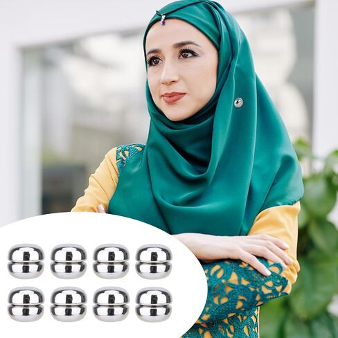 8 قطع دبابيس مغناطيسية للحجاب، دبوس بروش مغناطيسي متعدد الأغراض مشبك وشاح مغناطيسي أزرار الحجاب للنساء والأوشحة الملابس دبابيس مغناطيس للملابس (فضي) in Saudi Arabia