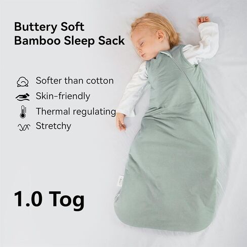 BubblePanda Rayon Made from Bamboo Sleep Sack 0-6 Months 1.0 Tog Soft Toddler Sleeping Sack 3-6 Months for Infant Newborn Babies 2-Way Zipper Baby Wearable Blanket 0-3 Months in Saudi Arabia