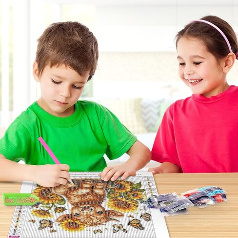 NEWENMO Baby Highland Cow Diamonds Painting Kits للبالغين المبتدئين، DIY 5D عباد الشمس الماس الفن الطلاء مع الماس جولة، الحفر الكامل الفراشات الماس اللوحة هدية ديكور جدار المنزل 12x12 في in Saudi Arabia