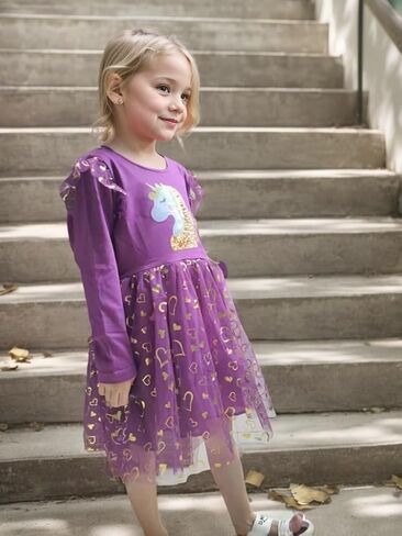 Toddler Girls Long Sleeve Autumn Spring Dress Casual Outfits Party Tutu Dress Gifts for 3-7 Years in Kuwait