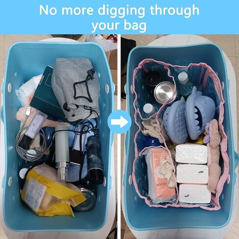 Waterproof Bag Insert for Bogg Bag XL,Insert Divider Pouch Zipper for Beach Bags, Storage Bag Insert Inner Bags with 5 Pockets, Organizing Your Bag and Divide Space,Black in Saudi Arabia