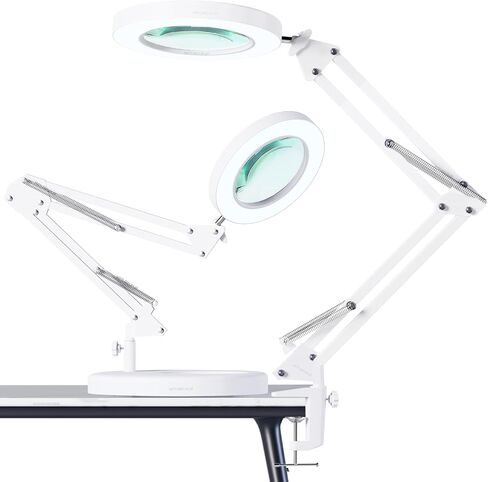 10X Magnifying Glass with Light Hands Free, 2024 New Upgrade Infinite Color and Brightness Magnifying Desk Lamp & Clamp, 2-in-1 LED Lighted Magnifier Stand for Craft Reading Hobby Close Work in Saudi Arabia