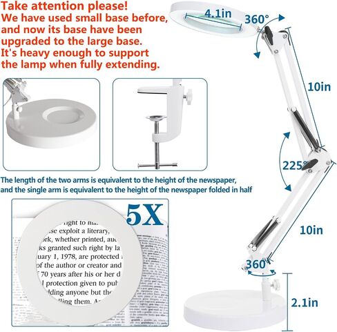 10X Magnifying Glass with Light Hands Free, 2024 New Upgrade Infinite Color and Brightness Magnifying Desk Lamp & Clamp, 2-in-1 LED Lighted Magnifier Stand for Craft Reading Hobby Close Work in Saudi Arabia