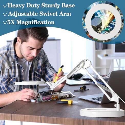 10X Magnifying Glass with Light Hands Free, 2024 New Upgrade Infinite Color and Brightness Magnifying Desk Lamp & Clamp, 2-in-1 LED Lighted Magnifier Stand for Craft Reading Hobby Close Work in Saudi Arabia
